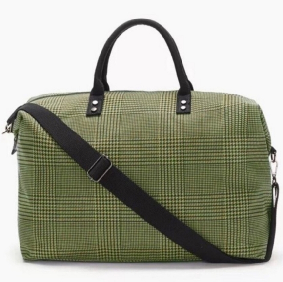 Lulu Dharma Handbags - Lulu Dharma Green Plaid Frasier Weekender Tote Travel Bag Duffel NWT Canvas